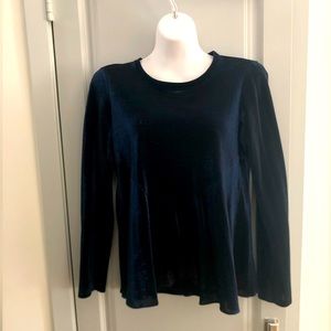 Jil Sander Navy metallic peplum iridescent long sleeve top Size XL